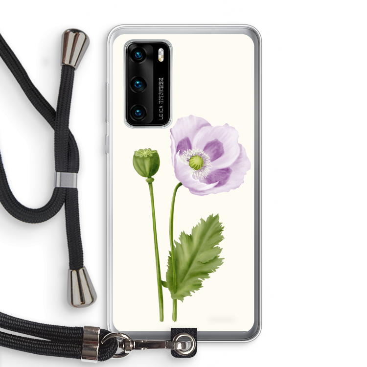 Purple poppy: Huawei P40 Transparant Hoesje met koord