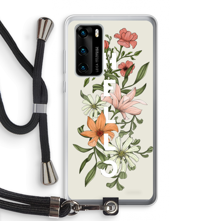 Hello bloemen: Huawei P40 Transparant Hoesje met koord