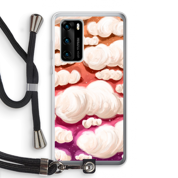 Katoen Wolken: Huawei P40 Transparant Hoesje met koord