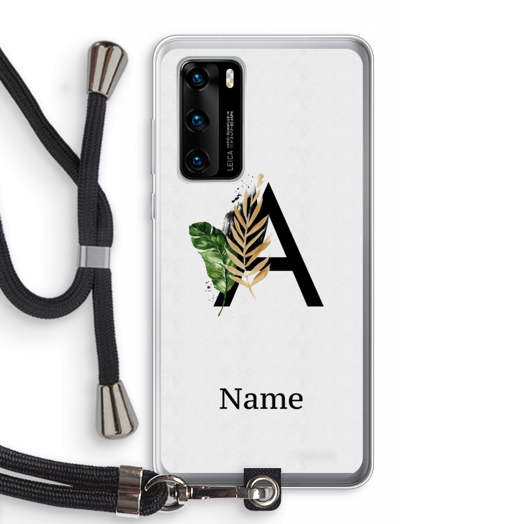 Charcoal Flora: Huawei P40 Transparant Hoesje met koord