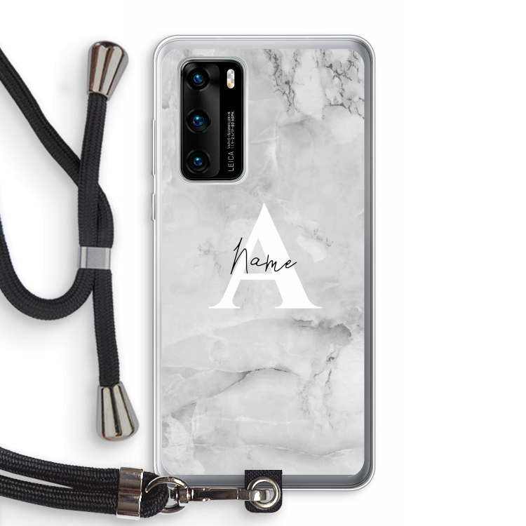 Ivory Marble: Huawei P40 Transparant Hoesje met koord