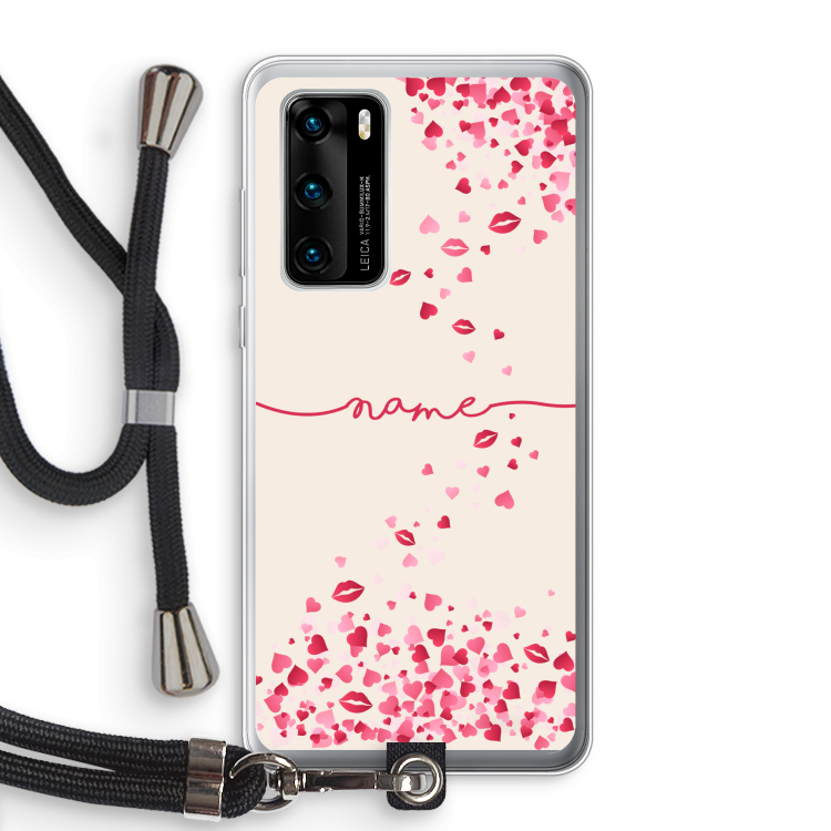 Hartjes en kusjes: Huawei P40 Transparant Hoesje met koord