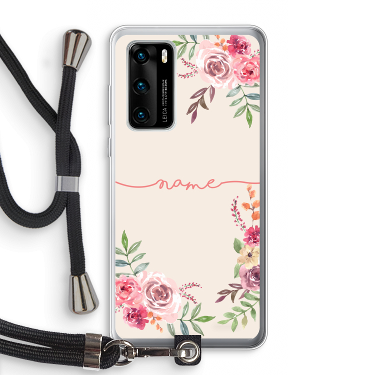 Rozen: Huawei P40 Transparant Hoesje met koord