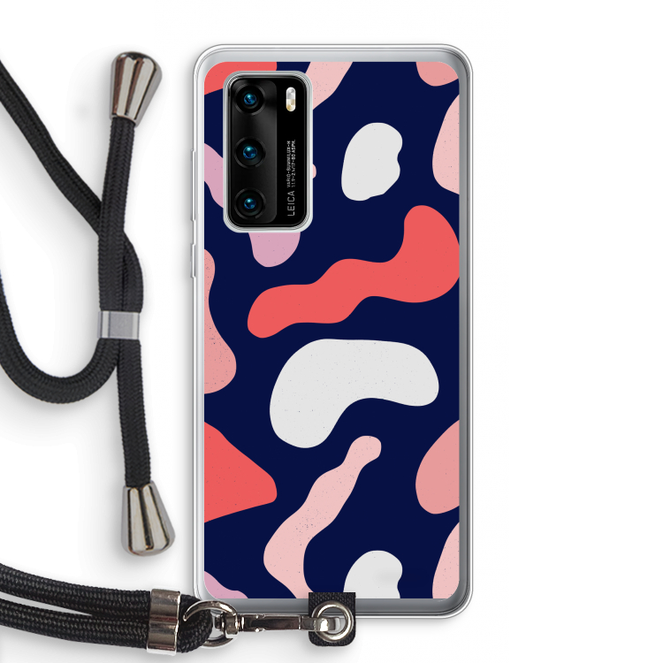 Memphis Shapes Pink: Huawei P40 Transparant Hoesje met koord