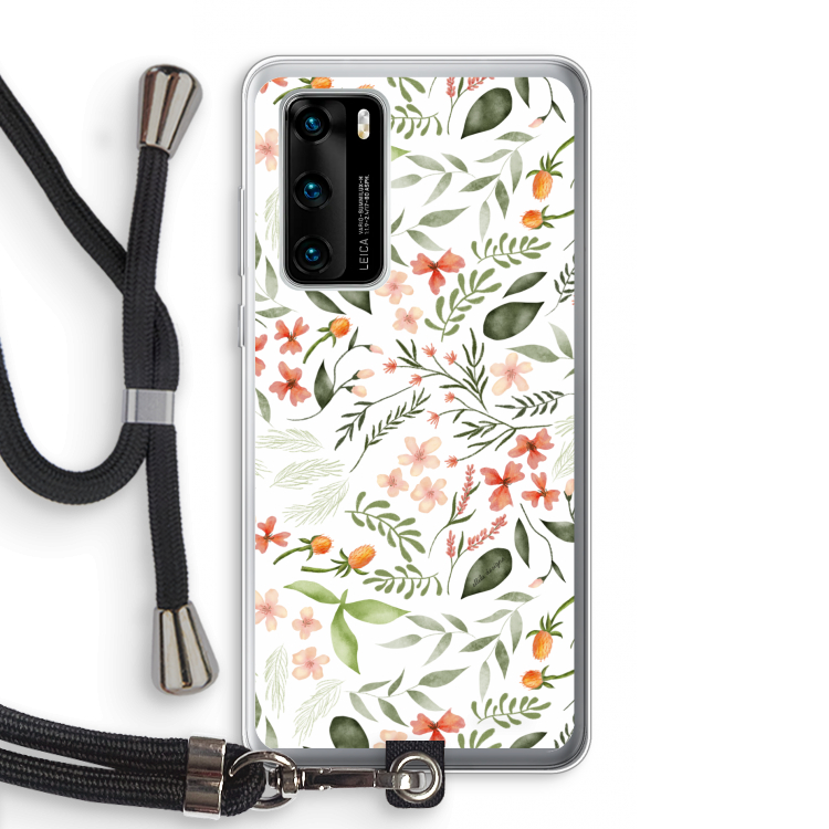 Sweet little flowers: Huawei P40 Transparant Hoesje met koord
