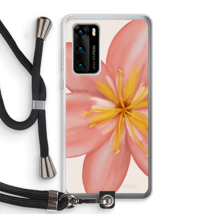 Pink Ellila Flower: Huawei P40 Transparant Hoesje met koord