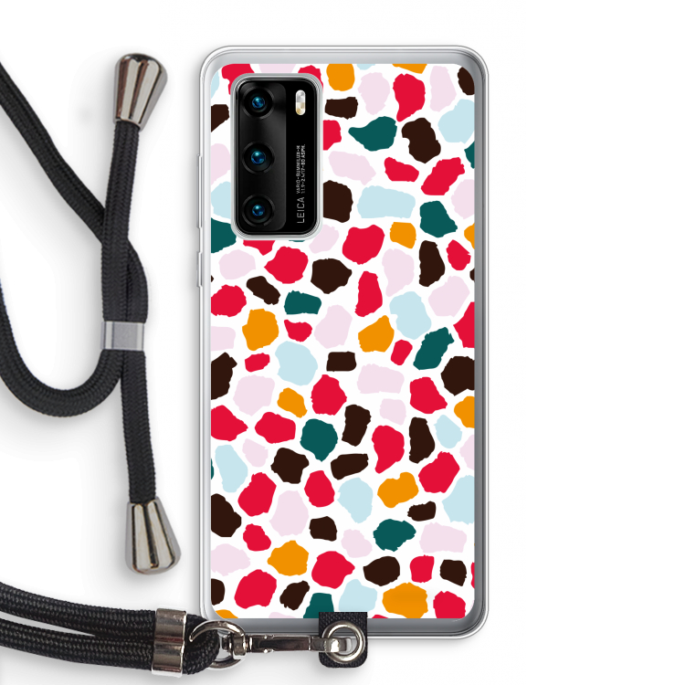 Colored Giraffe: Huawei P40 Transparant Hoesje met koord