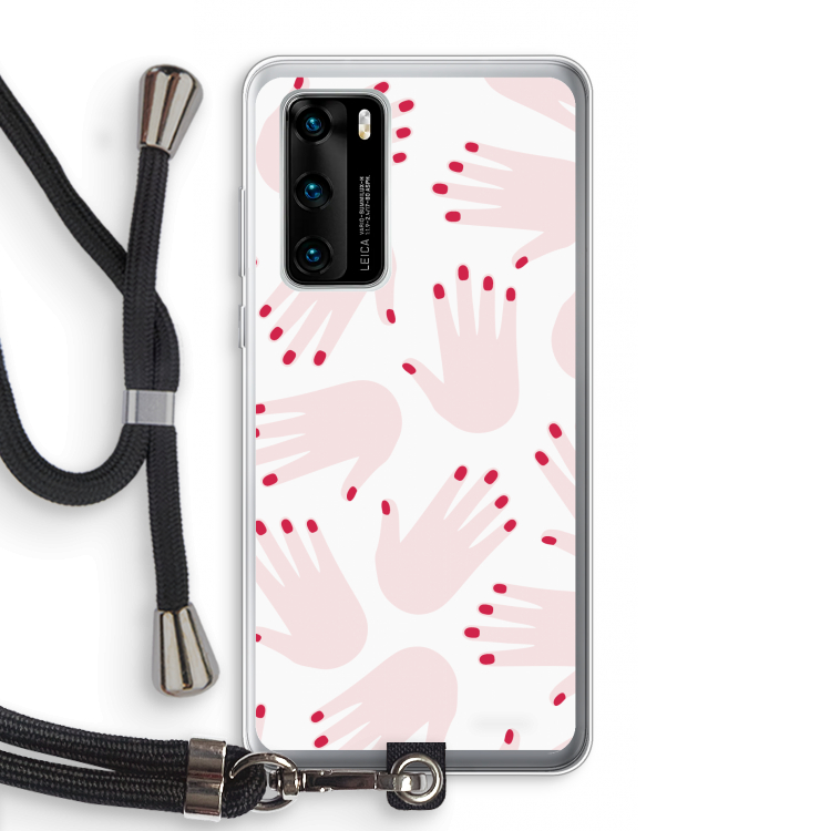 Hands pink: Huawei P40 Transparant Hoesje met koord