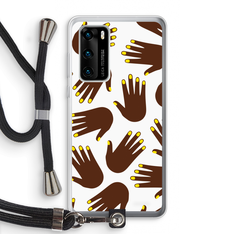Hands dark: Huawei P40 Transparant Hoesje met koord