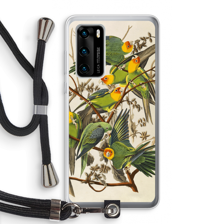Carolinaparkiet: Huawei P40 Transparant Hoesje met koord