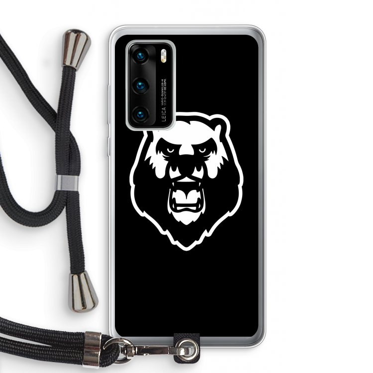Angry Bear (black): Huawei P40 Transparant Hoesje met koord