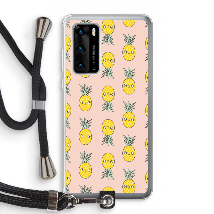 Ananas: Huawei P40 Transparant Hoesje met koord