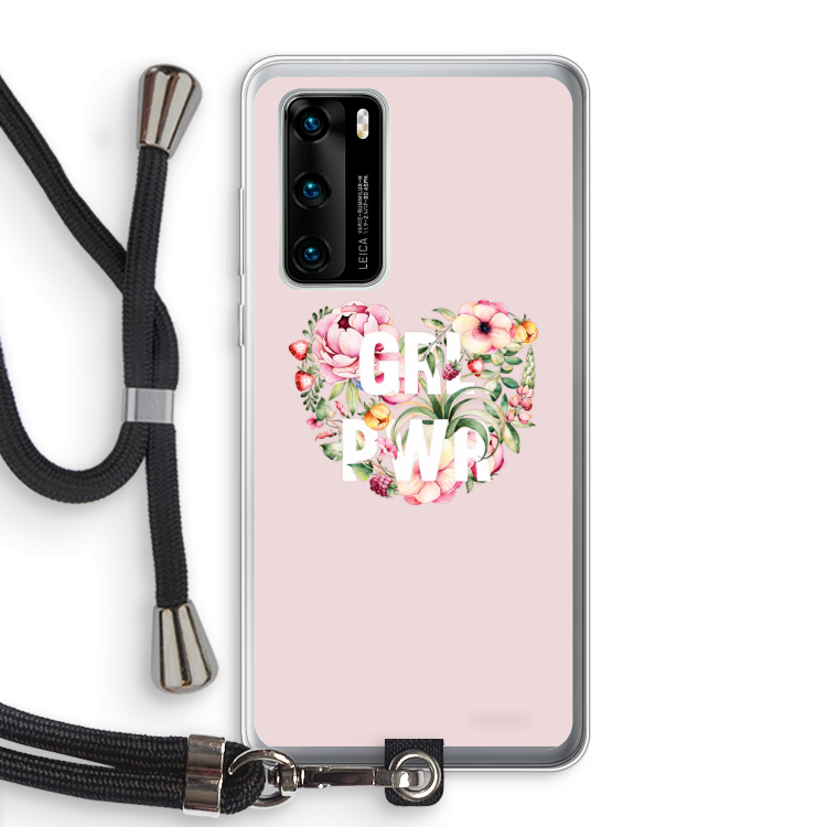 GRL PWR Flower: Huawei P40 Transparant Hoesje met koord