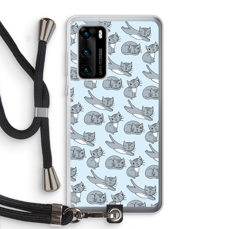 Poezen: Huawei P40 Transparant Hoesje met koord