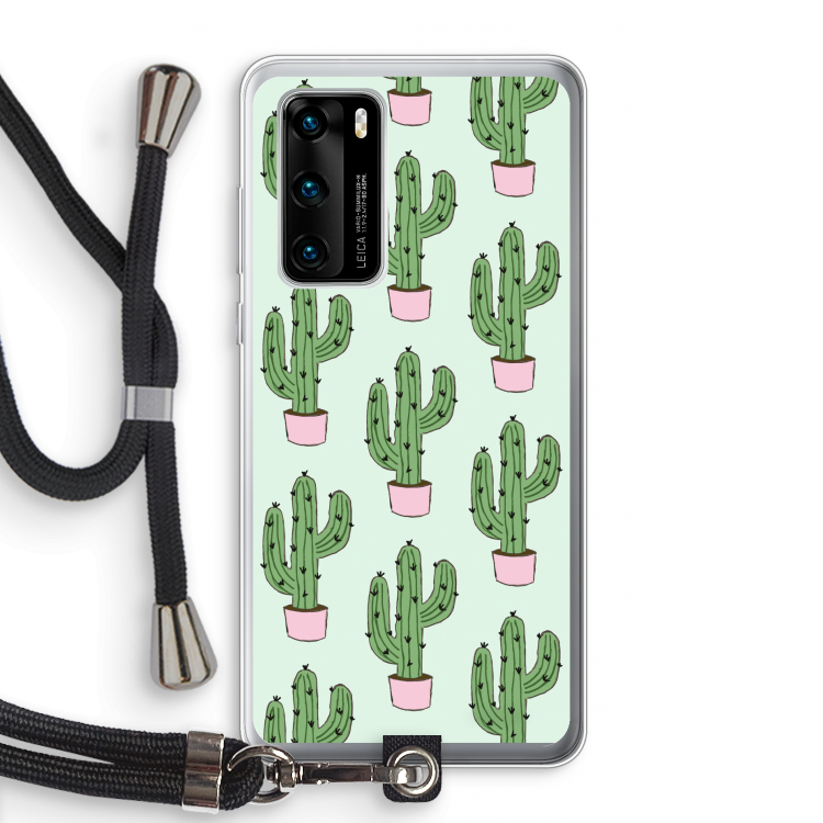 Cactus Lover: Huawei P40 Transparant Hoesje met koord