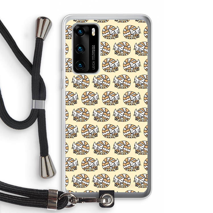 Slapende poes: Huawei P40 Transparant Hoesje met koord