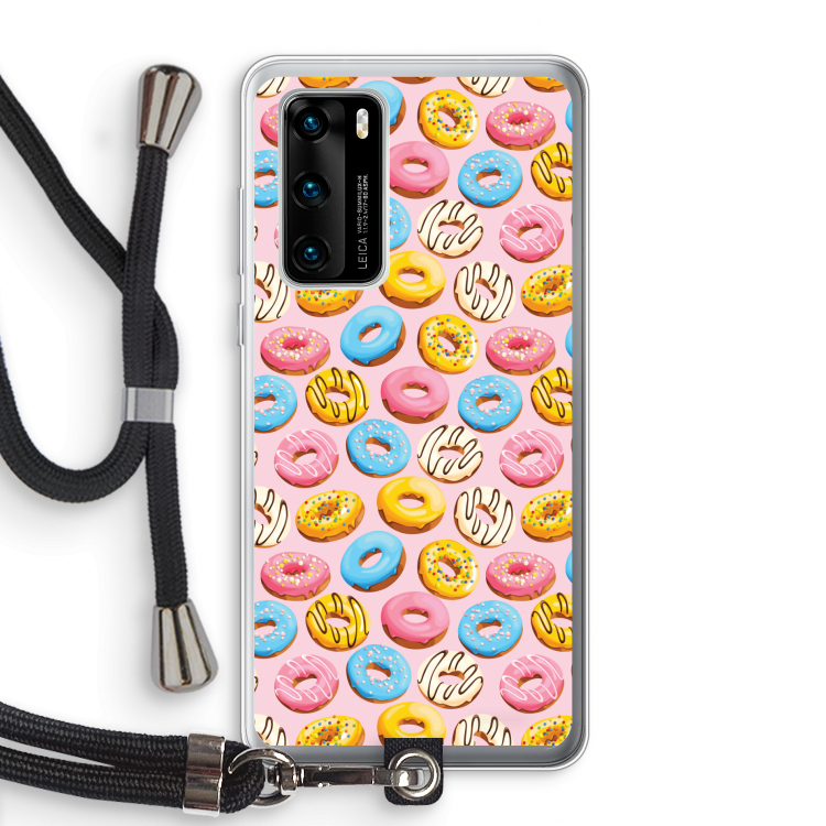 Pink donuts: Huawei P40 Transparant Hoesje met koord