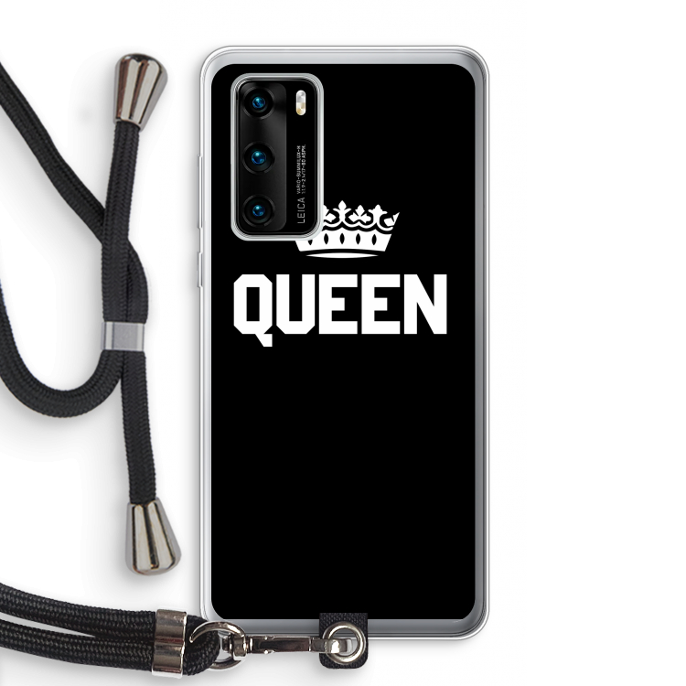 Queen zwart: Huawei P40 Transparant Hoesje met koord