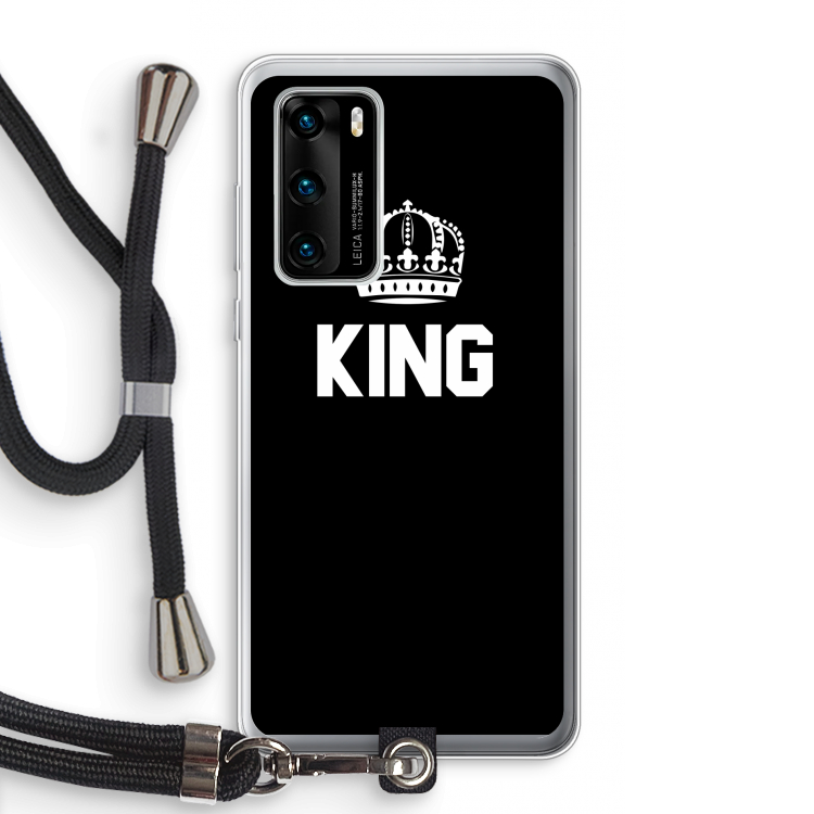 King zwart: Huawei P40 Transparant Hoesje met koord