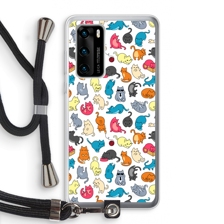 Kleurrijke katten: Huawei P40 Transparant Hoesje met koord