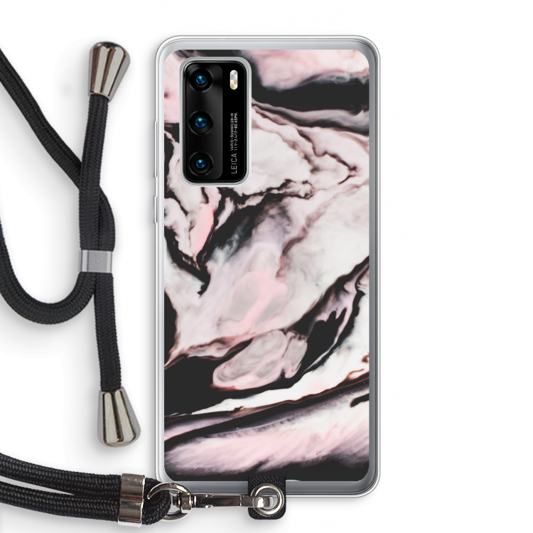 Roze stroom: Huawei P40 Transparant Hoesje met koord