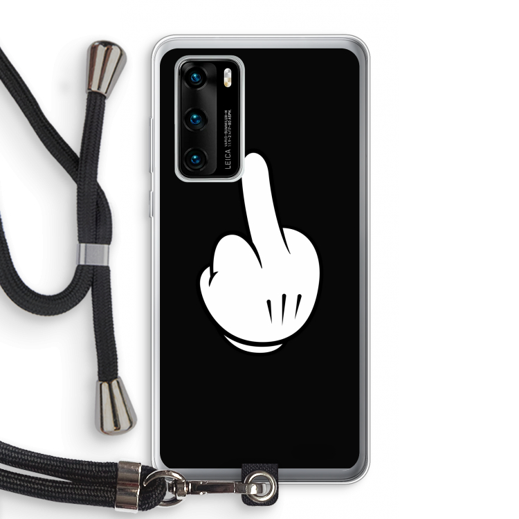 Middle finger black: Huawei P40 Transparant Hoesje met koord