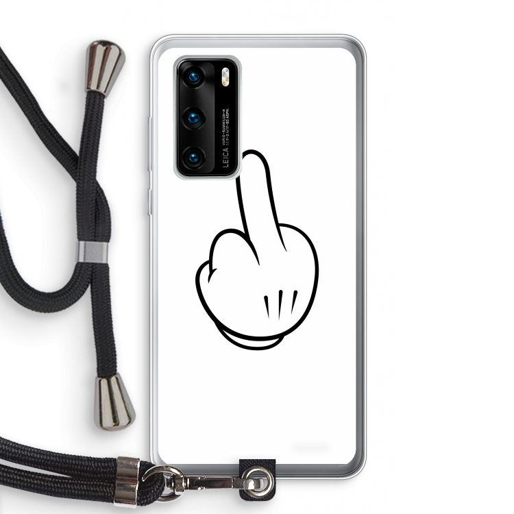 Middle finger white: Huawei P40 Transparant Hoesje met koord