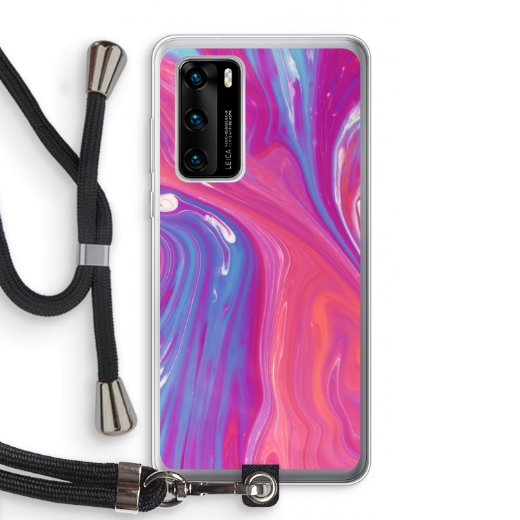 Paarse stroom: Huawei P40 Transparant Hoesje met koord