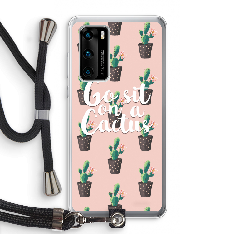 Cactus quote: Huawei P40 Transparant Hoesje met koord