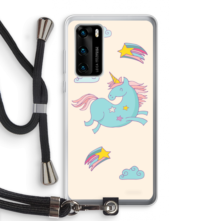 Vliegende eenhoorn: Huawei P40 Transparant Hoesje met koord