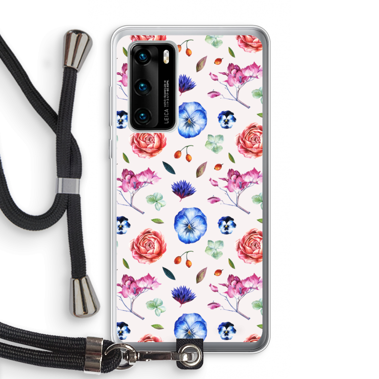 Bloemetjes: Huawei P40 Transparant Hoesje met koord