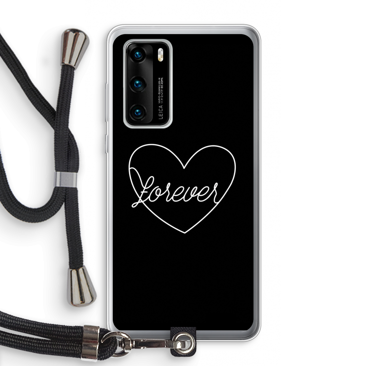 Forever heart black: Huawei P40 Transparant Hoesje met koord