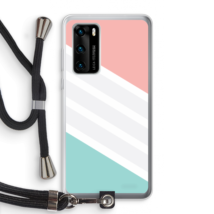 Strepen pastel: Huawei P40 Transparant Hoesje met koord