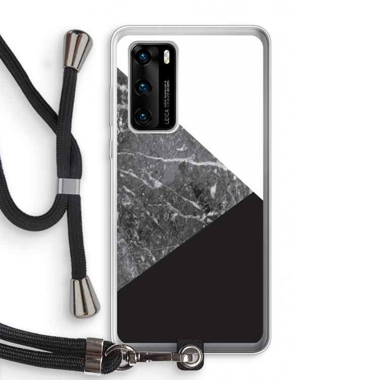 Combinatie marmer: Huawei P40 Transparant Hoesje met koord