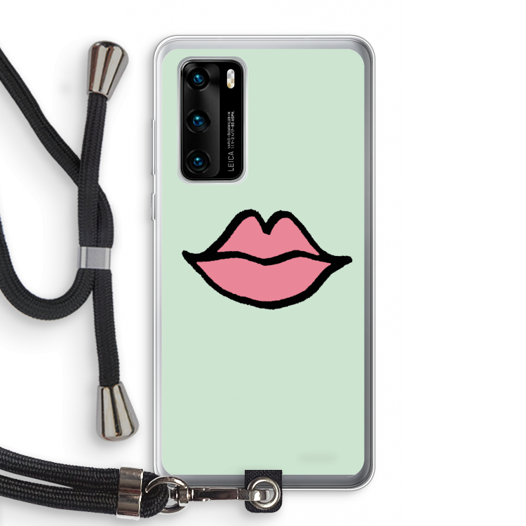 Kusje: Huawei P40 Transparant Hoesje met koord