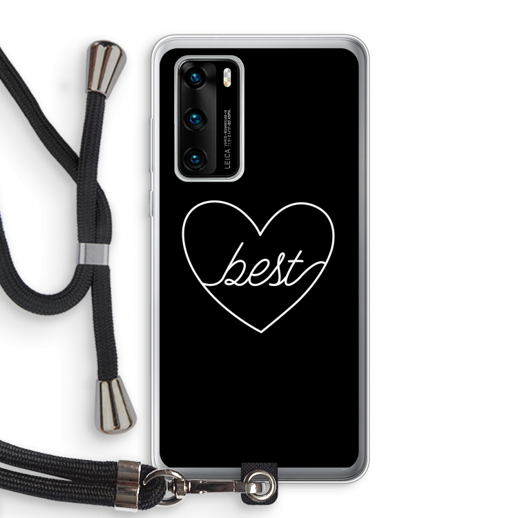 Best heart black: Huawei P40 Transparant Hoesje met koord
