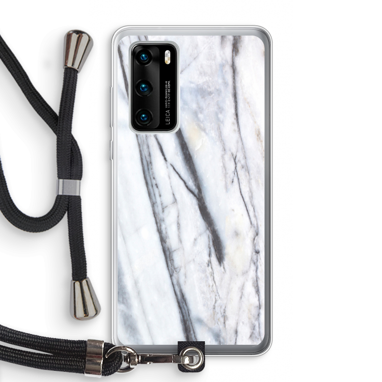 Gestreepte marmer: Huawei P40 Transparant Hoesje met koord