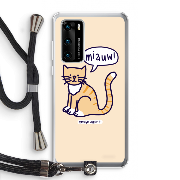 Miauw: Huawei P40 Transparant Hoesje met koord