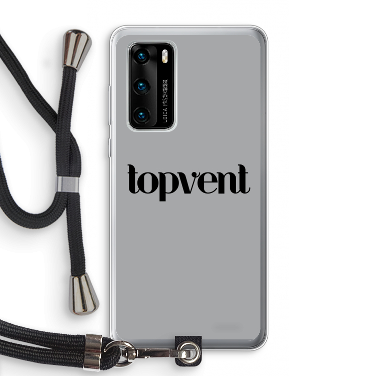 Topvent Grijs Zwart: Huawei P40 Transparant Hoesje met koord