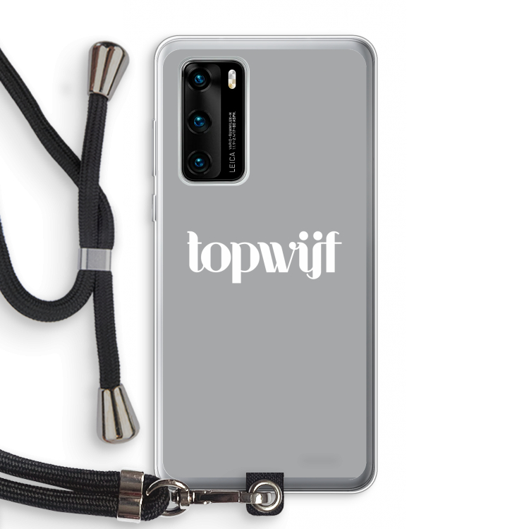 Topwijf Grijs Wit: Huawei P40 Transparant Hoesje met koord