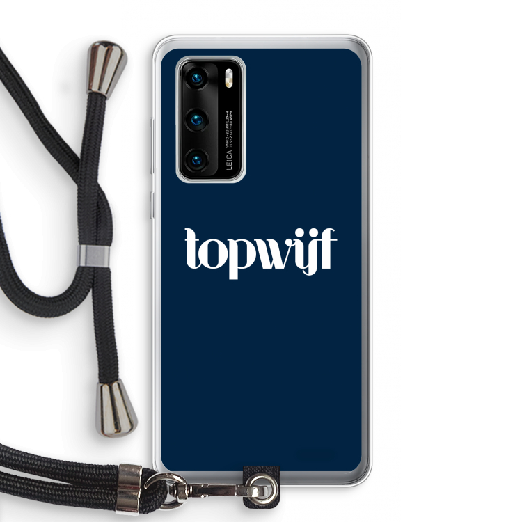 Topwijf Navy: Huawei P40 Transparant Hoesje met koord
