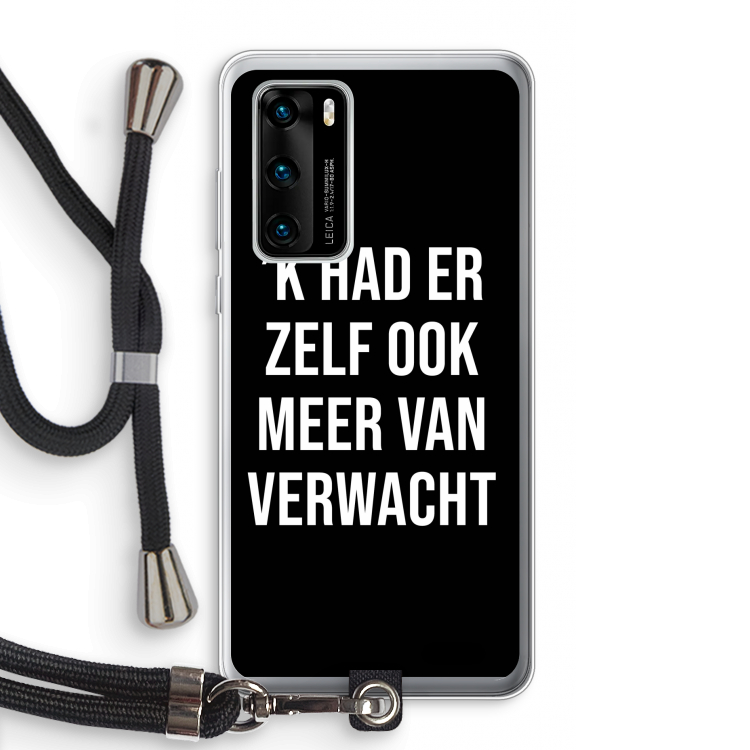 Meer verwacht - Zwart: Huawei P40 Transparant Hoesje met koord