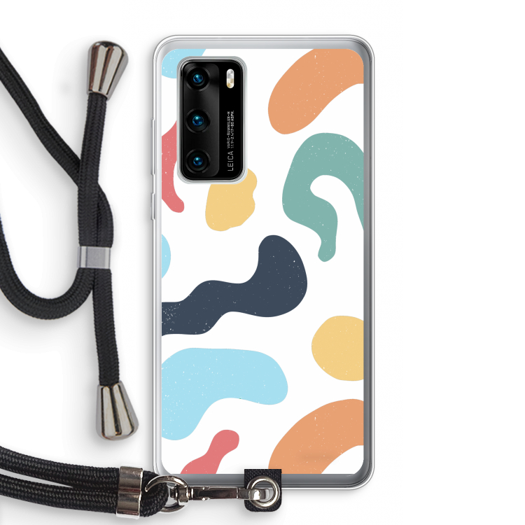 Memphis Shapes Blue: Huawei P40 Transparant Hoesje met koord