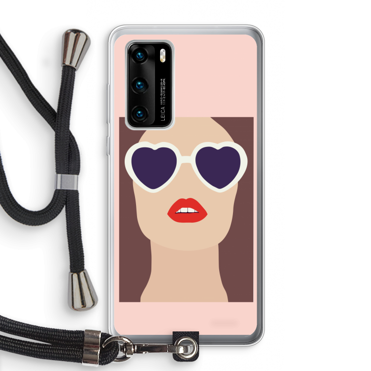 Red lips: Huawei P40 Transparant Hoesje met koord