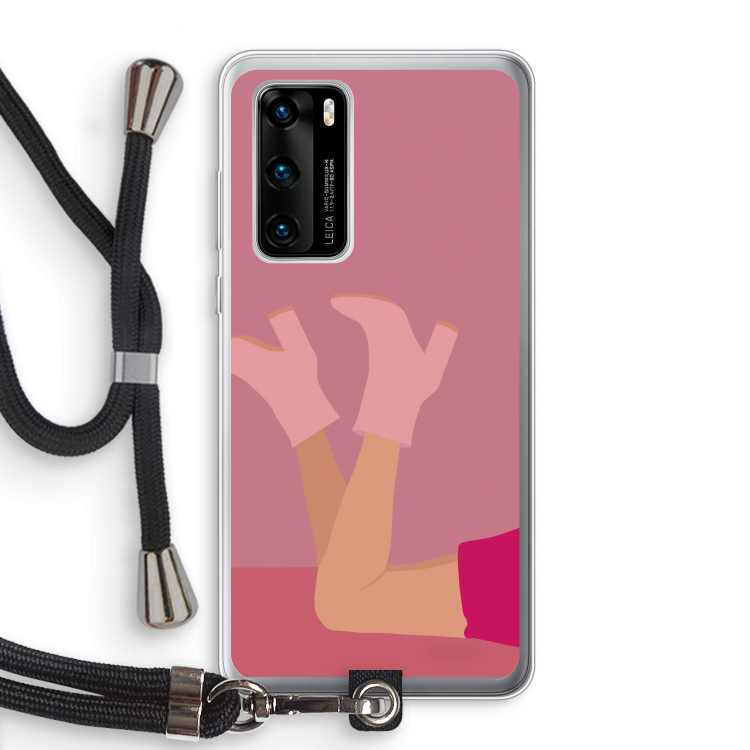 Pink boots: Huawei P40 Transparant Hoesje met koord