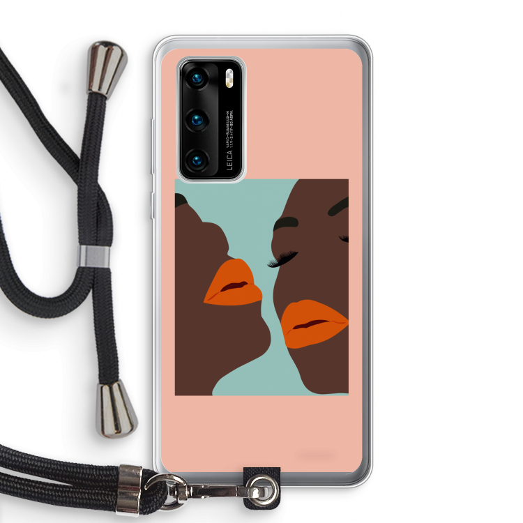 Orange lips: Huawei P40 Transparant Hoesje met koord