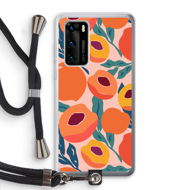 Perzik: Huawei P40 Transparant Hoesje met koord