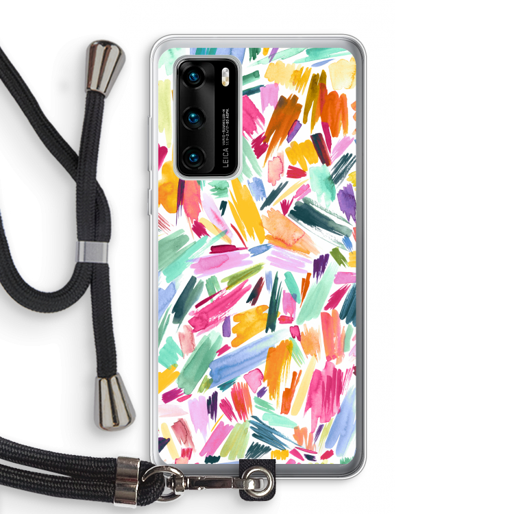 Watercolor Brushstrokes: Huawei P40 Transparant Hoesje met koord