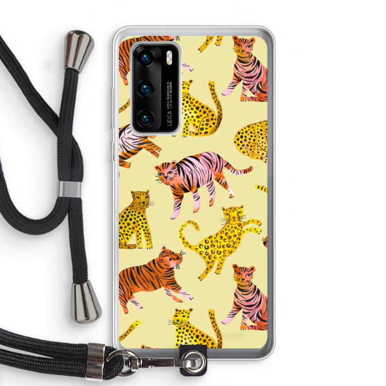 Cute Tigers and Leopards: Huawei P40 Transparant Hoesje met koord