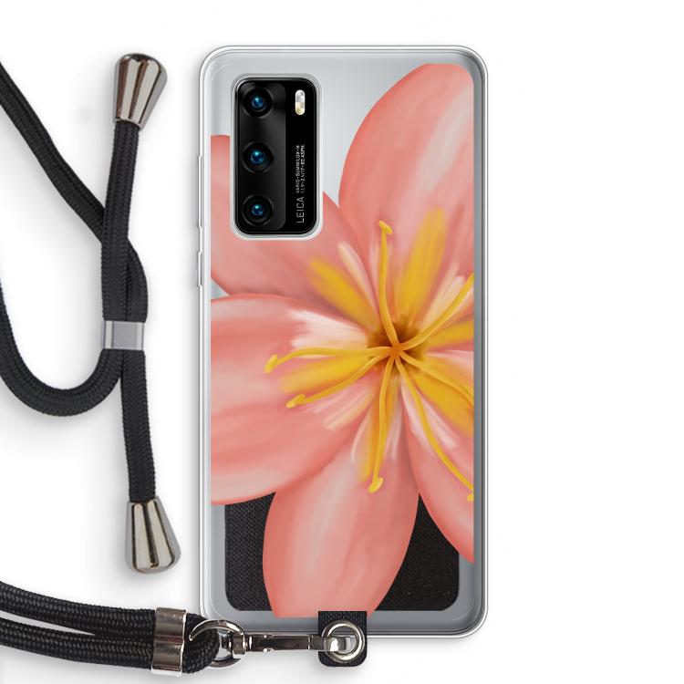 Pink Ellila Flower: Huawei P40 Transparant Hoesje met koord
